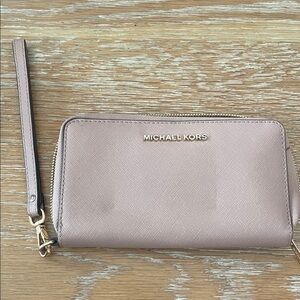 Michael Kors Beige Wristlet Clutch